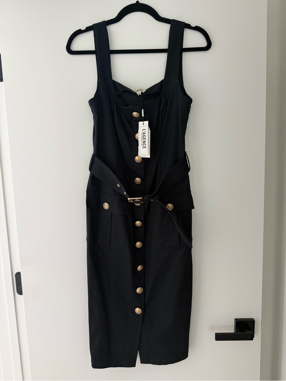 L'AGENCE Idy Button-Front Dress - Black/Gold - 2 - Picture 2 of 4